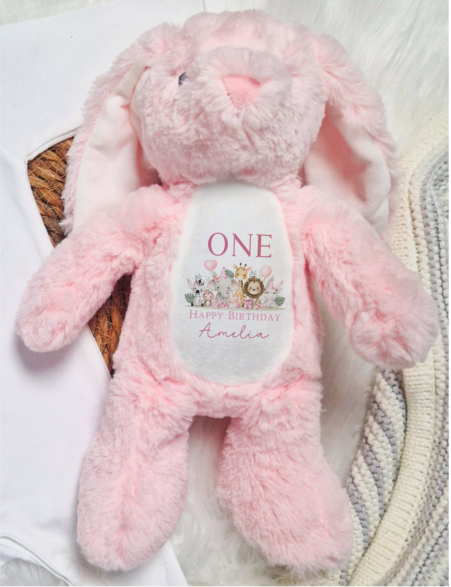 Jungle Safari 1st Birthday Baby Babygrow Bundle - Pink Design