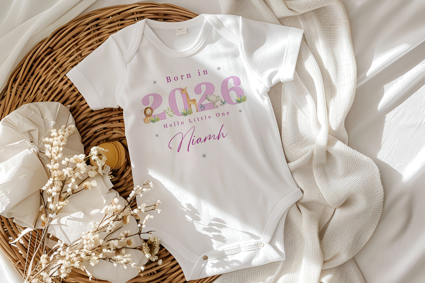 Born in 2026 - Pink Safari Jungle Design