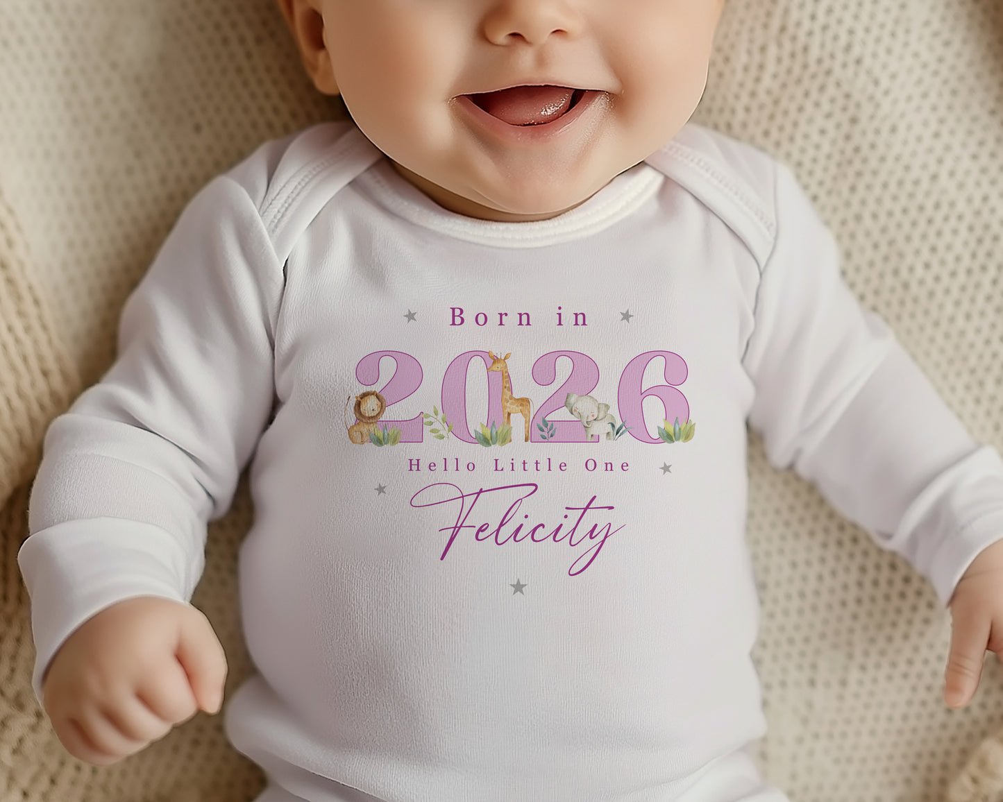 Born in 2026 - Pink Safari Jungle Design