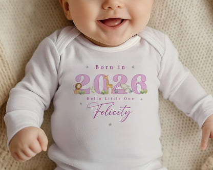 Born in 2026 - Pink Safari Jungle Design