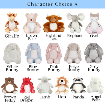 Embroidered Birth Announcement Soft Toy