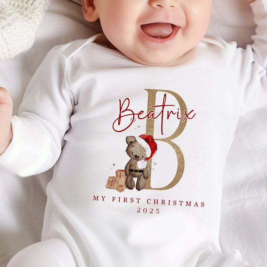 Santa Teddy Alphabet Design - My First Christmas