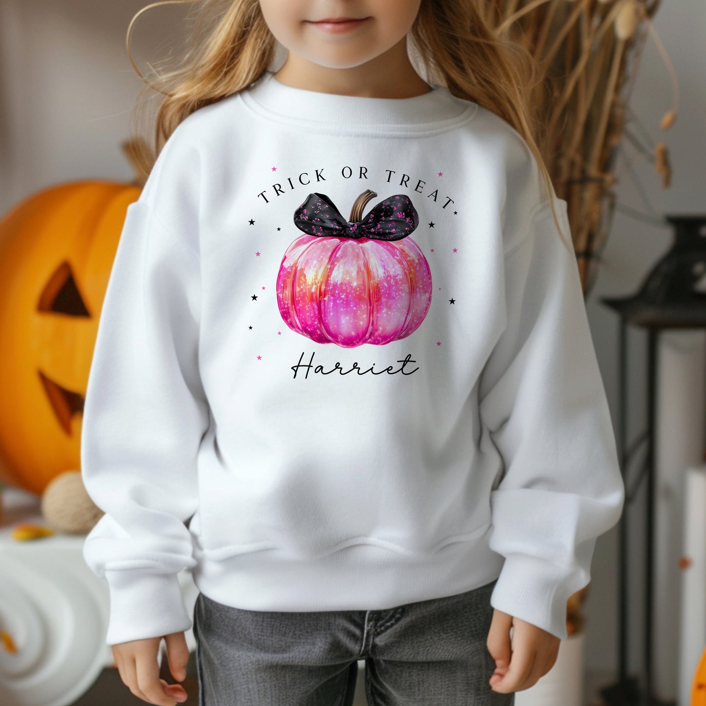 Pink Pumpkin Bow - T-Shirt or Sweatshirt