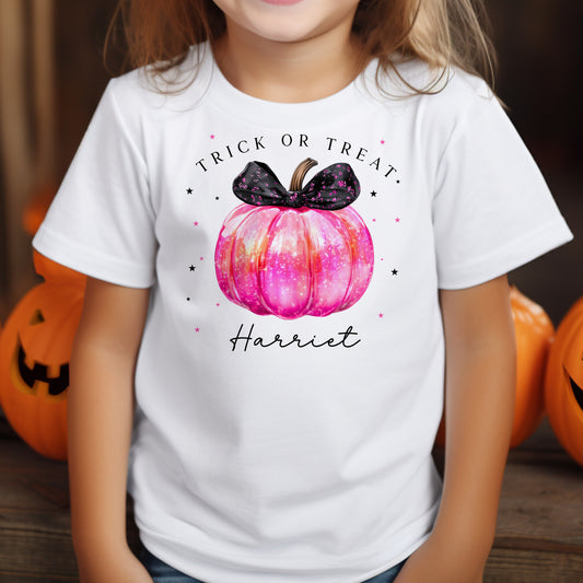 Pink Pumpkin Bow - T-Shirt or Sweatshirt