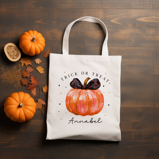 Halloween Bag - Orange Pumpkin with Bow