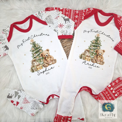 Teddy Bear Christmas Tree Design - My First Christmas