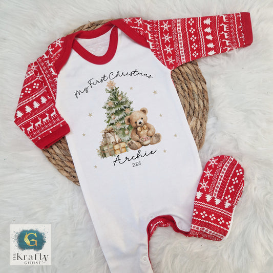 Teddy Bear Christmas Tree Design - My First Christmas