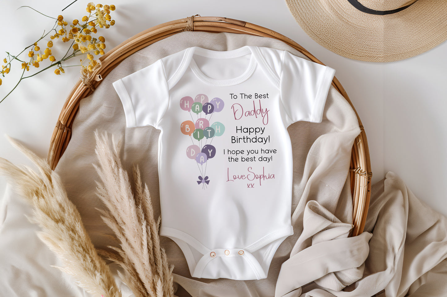 Happy Birthday Daddy - Blue or Pink Wording