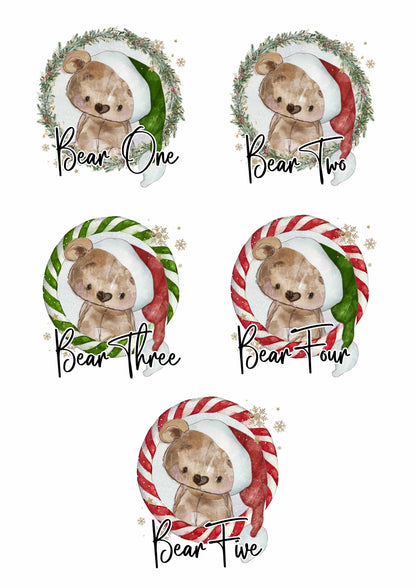 Christmas Bear Wreath Ceramic Ornament