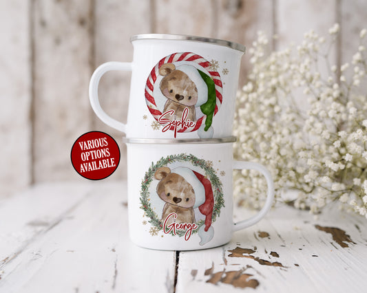 Christmas Bear Enamel Mug