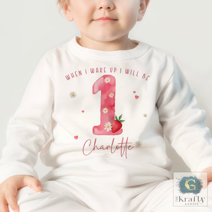 Personalised Birthday Pyjamas - Strawberry When I Wake Up Design