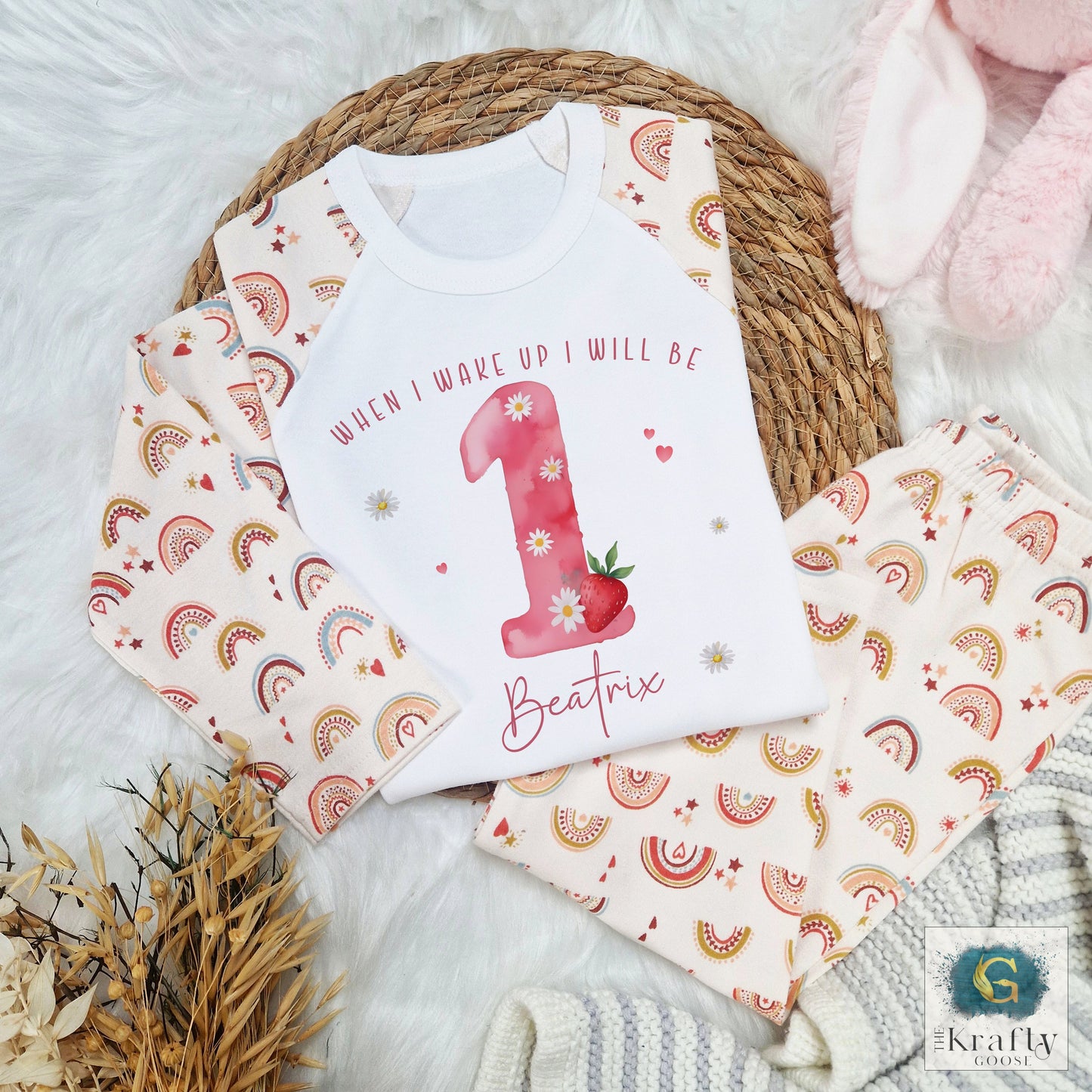 Personalised Birthday Pyjamas - Strawberry When I Wake Up Design