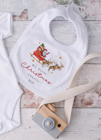 Santa Sleigh and Reindeer Design - My First Christmas