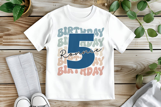Retro Birthday - Age T-Shirt / Sweatshirt - Blue Design