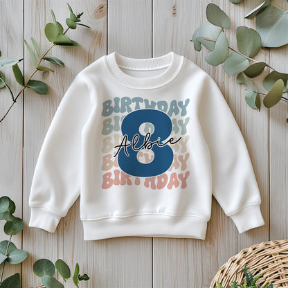 Retro Birthday - Age T-Shirt / Sweatshirt - Blue Design