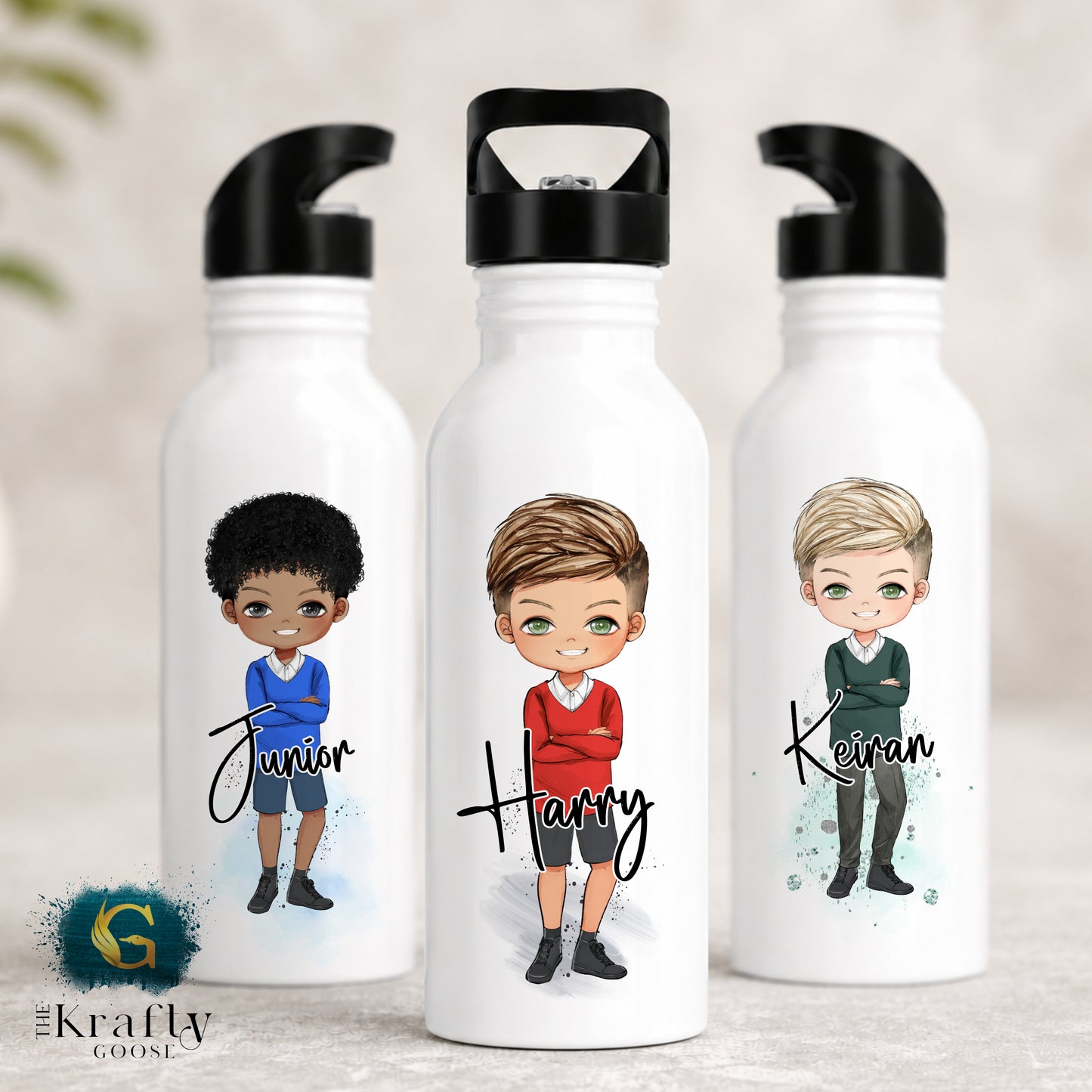 Girls School Uniform Character Water Bottle