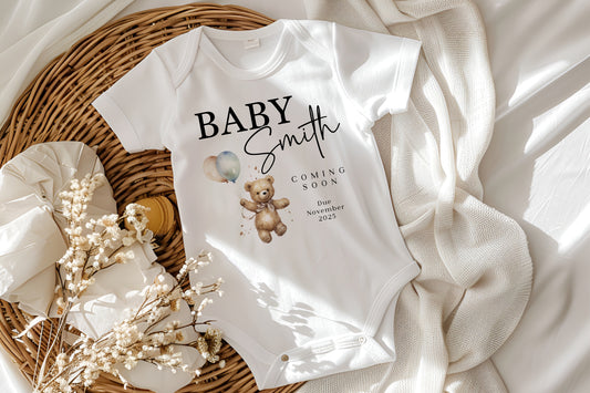 Pregnancy Announcement Baby Clothing - Unisex Bear Design