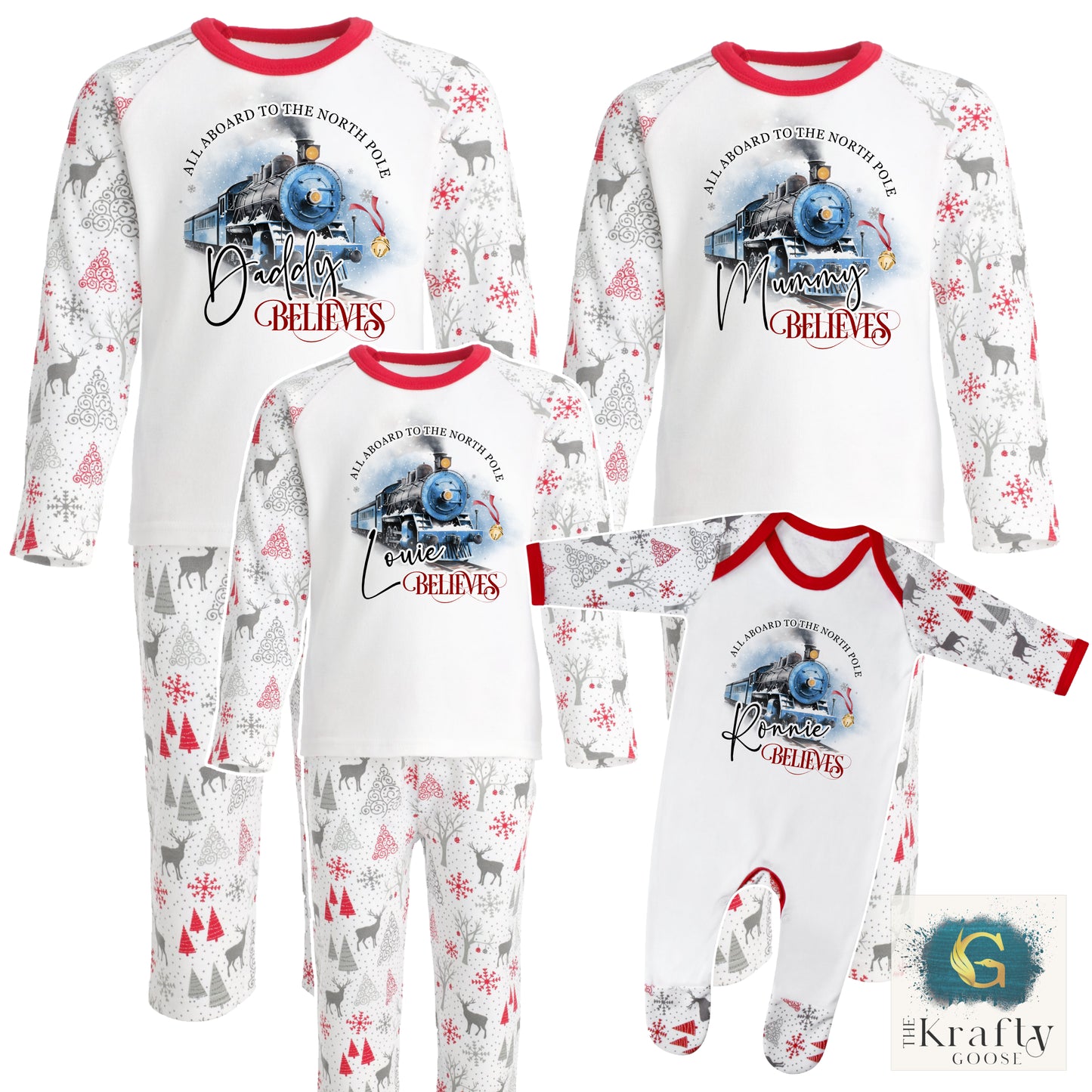 Christmas Train Design - Matching Family Pyjamas