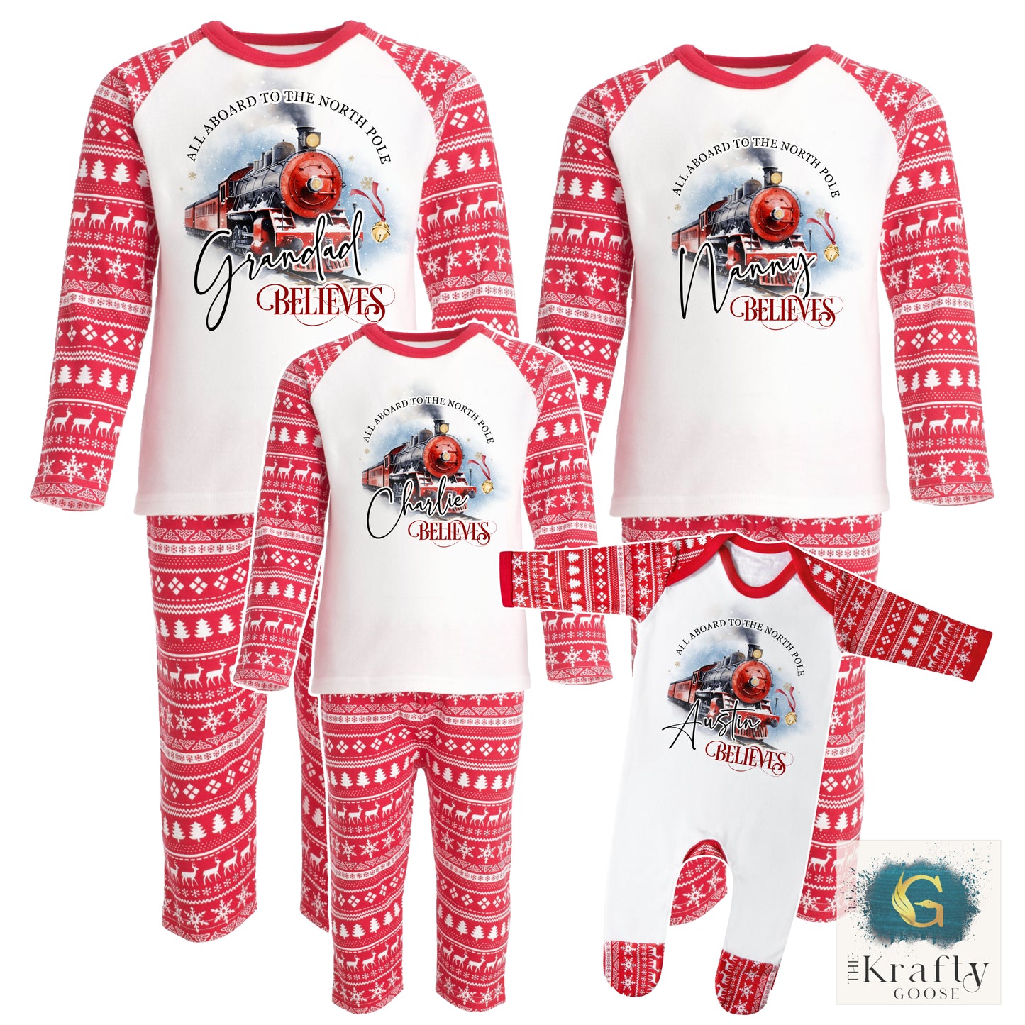 Christmas Train Design - Matching Family Pyjamas