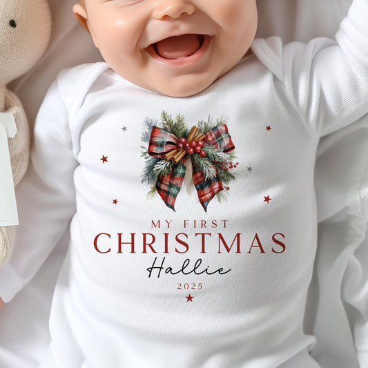 Tartan Bow - My First Christmas