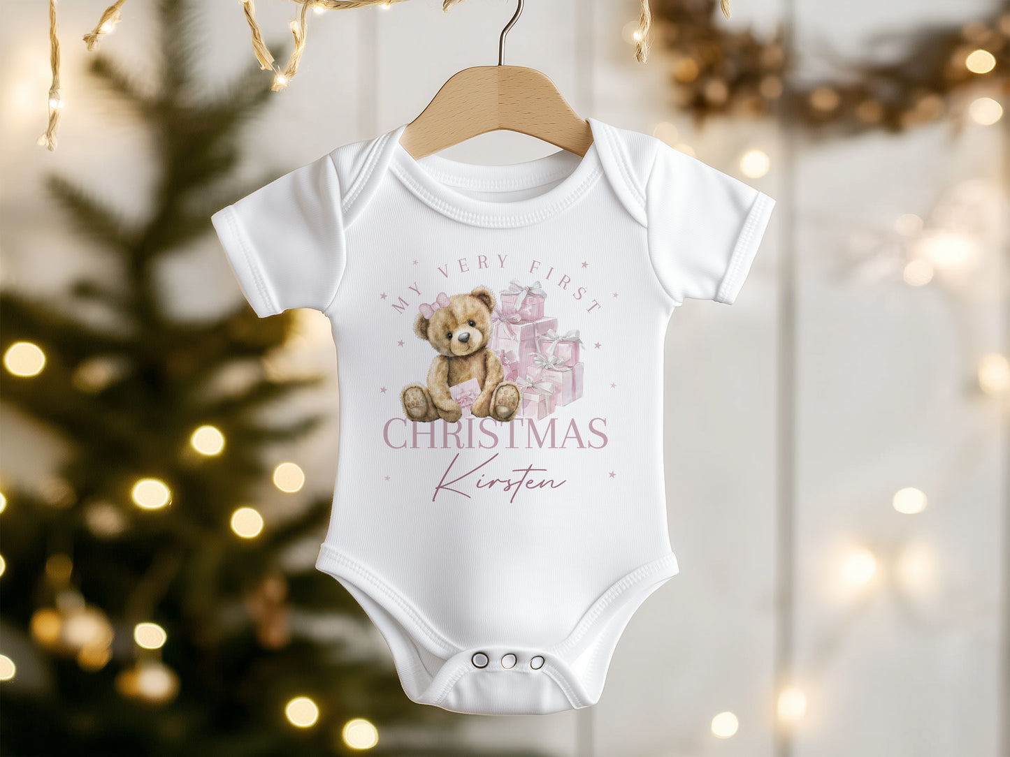 My Very First Christmas - Pink Bear Design