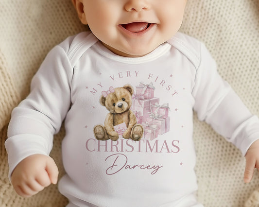 My Very First Christmas - Pink Bear Design