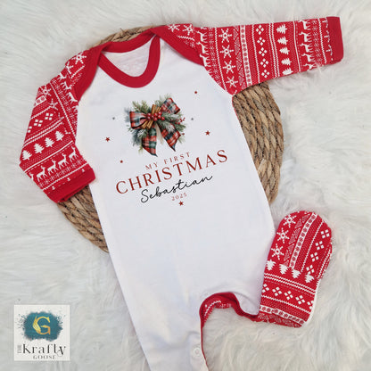 Tartan Bow - My First Christmas
