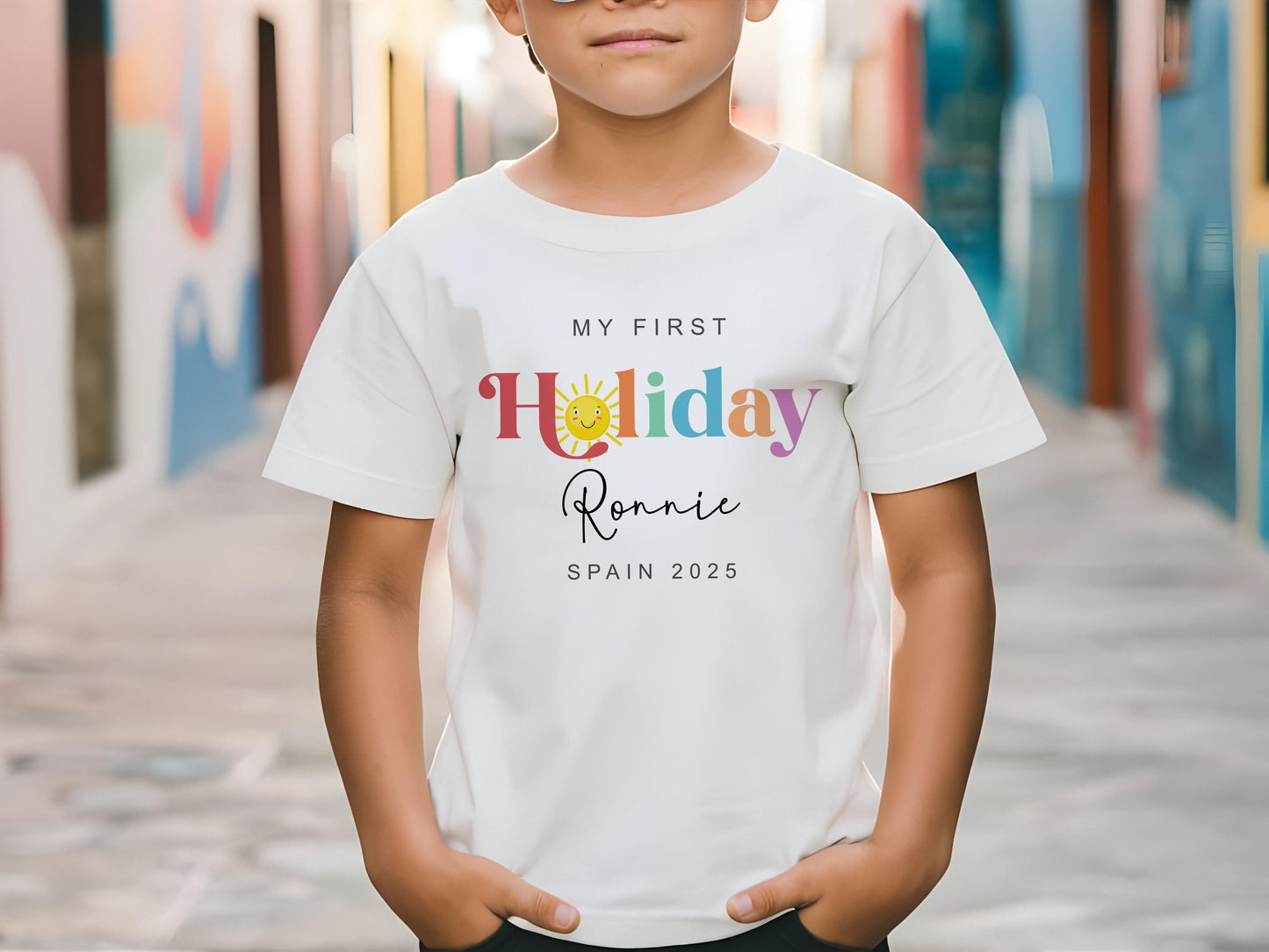 My First Holiday T-Shirt - Colourful Design