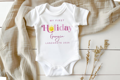 My First Holiday Baby Vest - Blue or Pink Design