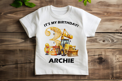 Construction Digger Birthday T-Shirt