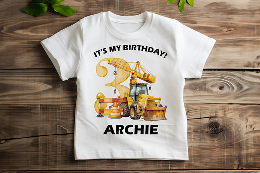 Construction Digger Birthday T-Shirt