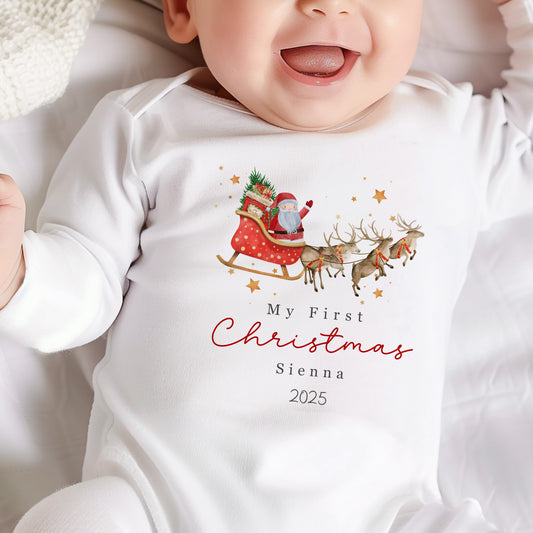 Santa Sleigh and Reindeer Design - My First Christmas