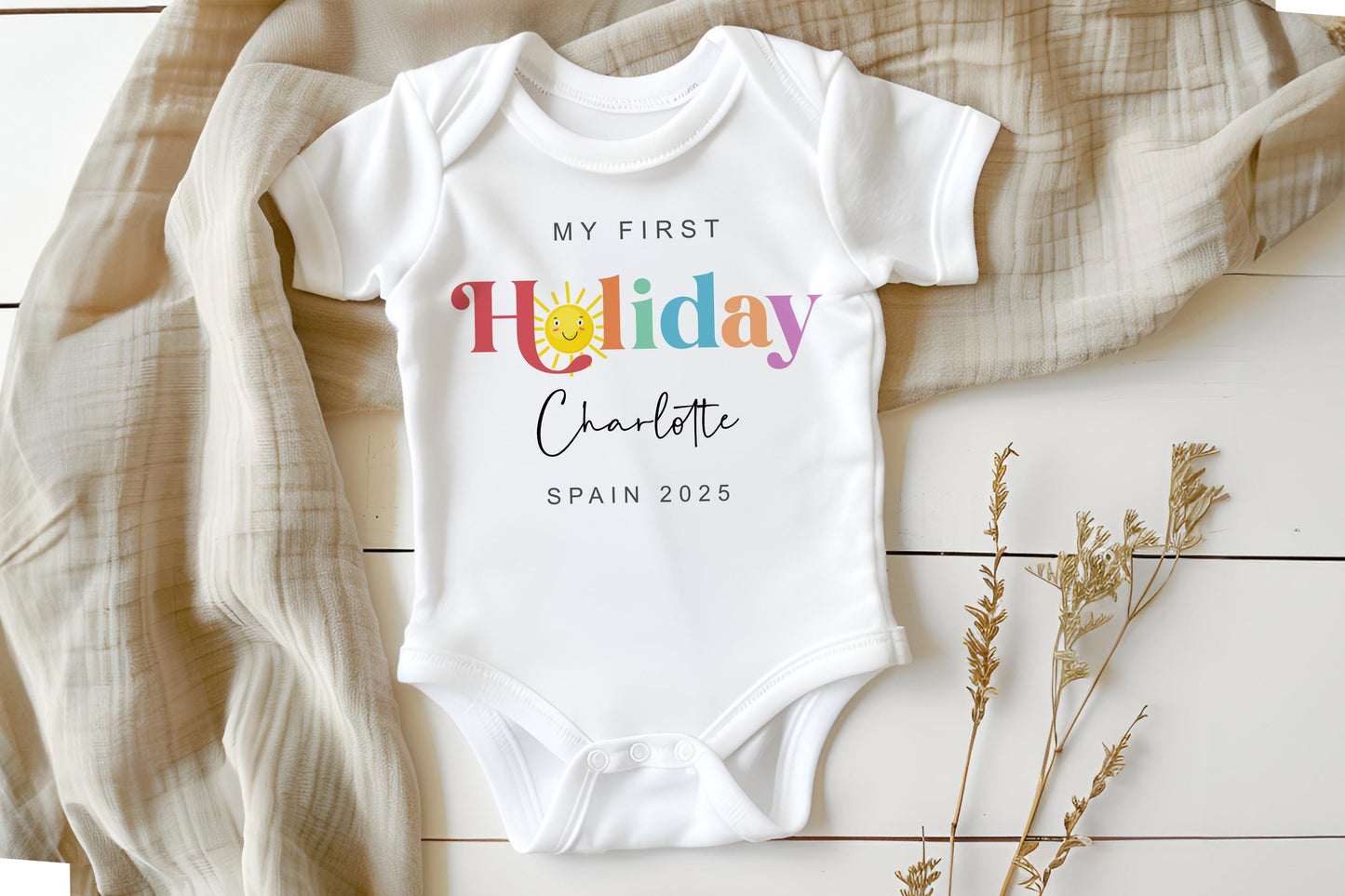 My First Holiday Baby Vest - Colourful Design