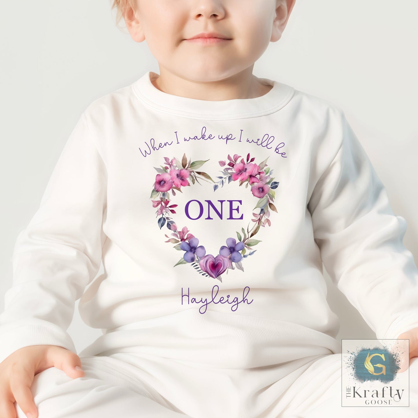 Personalised Birthday Pyjamas - Floral Heart Design