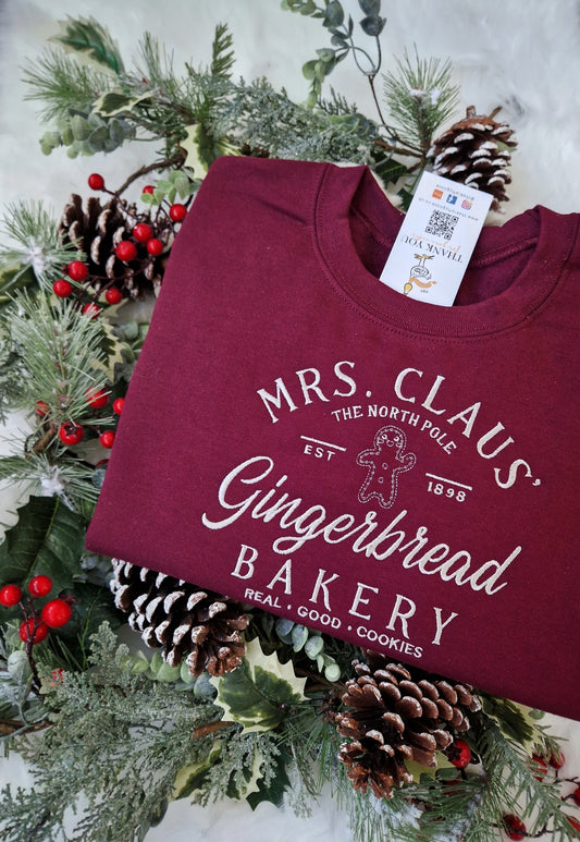 Mrs Claus Bakery Christmas Embroidered Sweatshirt