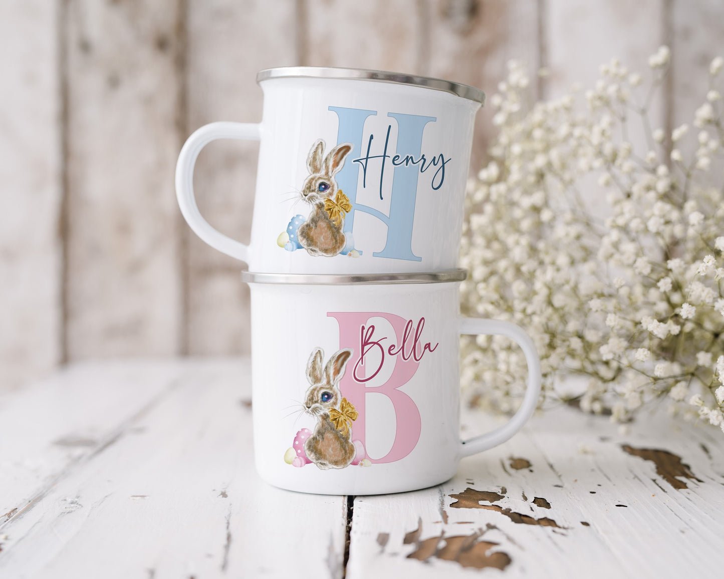 Vintage Bunny Initial Mug