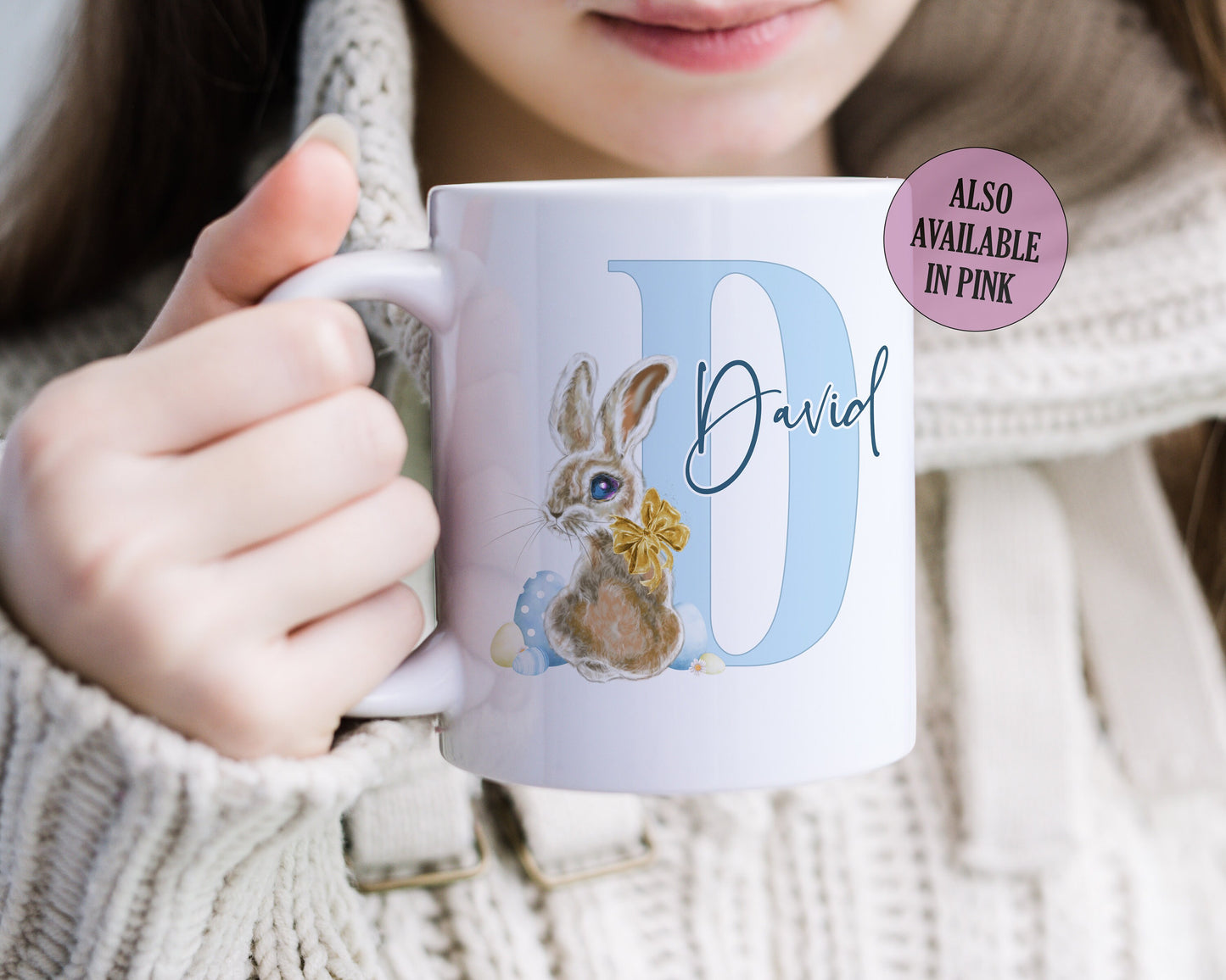 Vintage Bunny Initial Mug