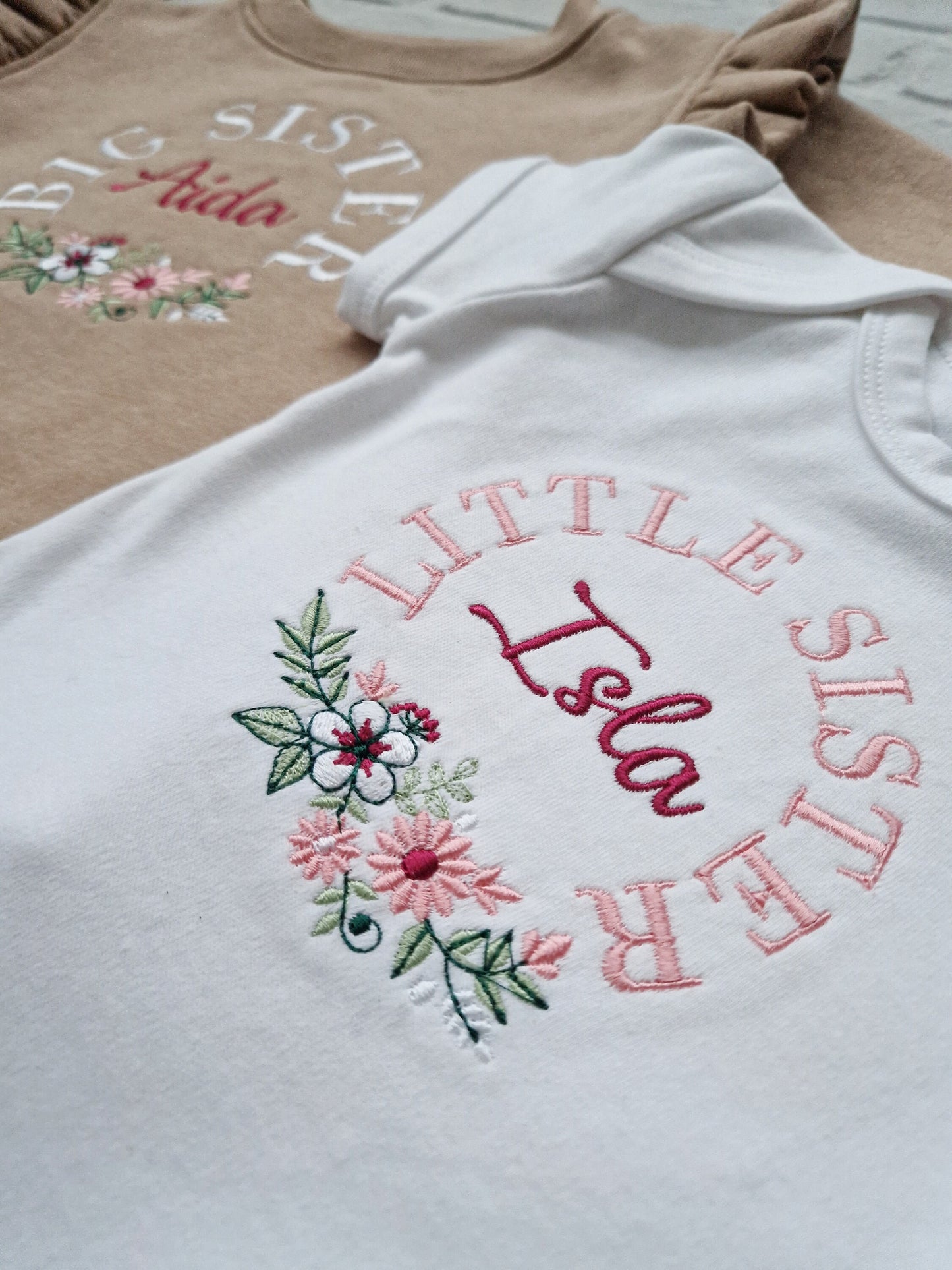 Little Sister Baby Vest - Flowers Design