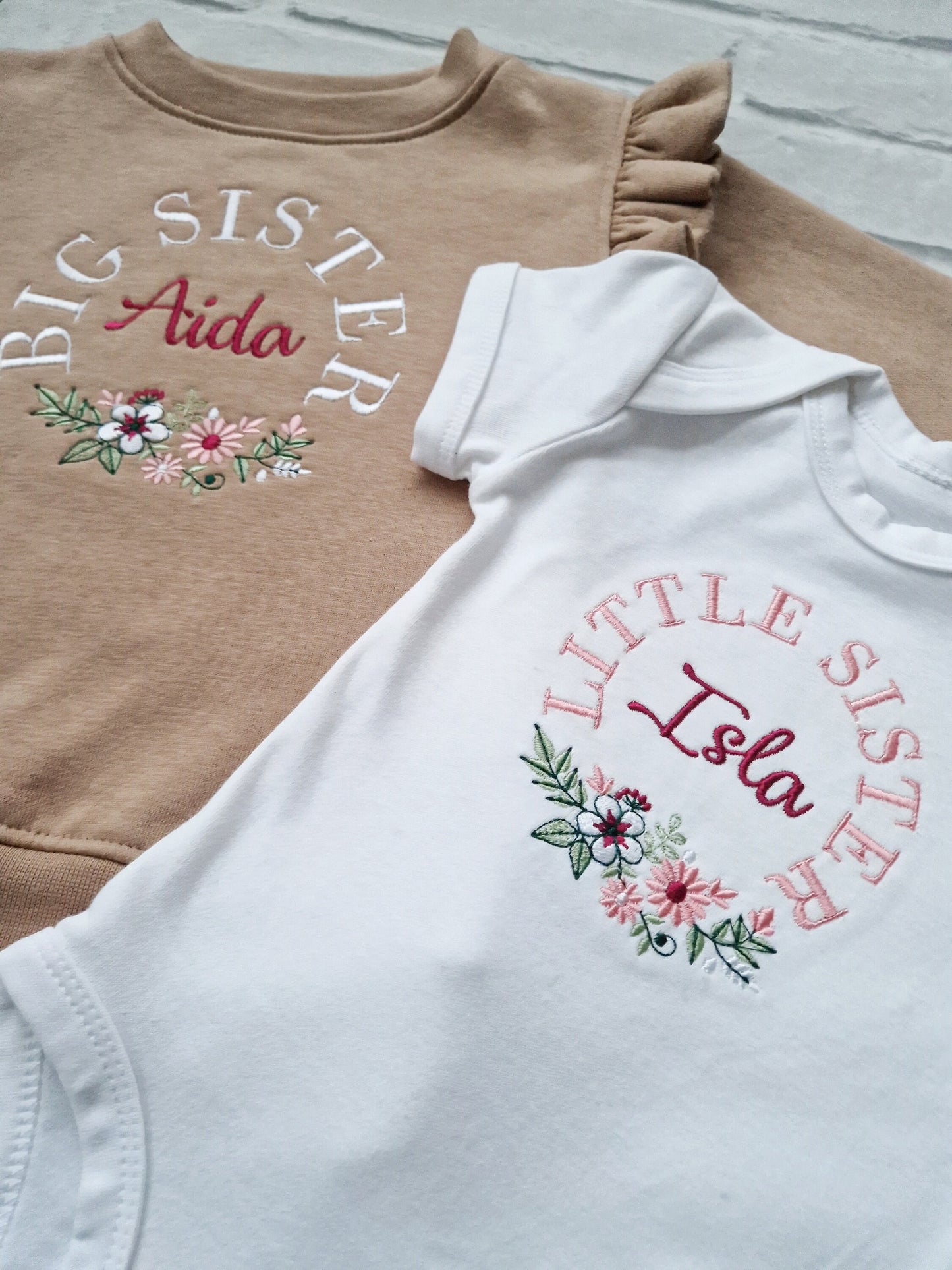 Little Sister Baby Vest - Flowers Design