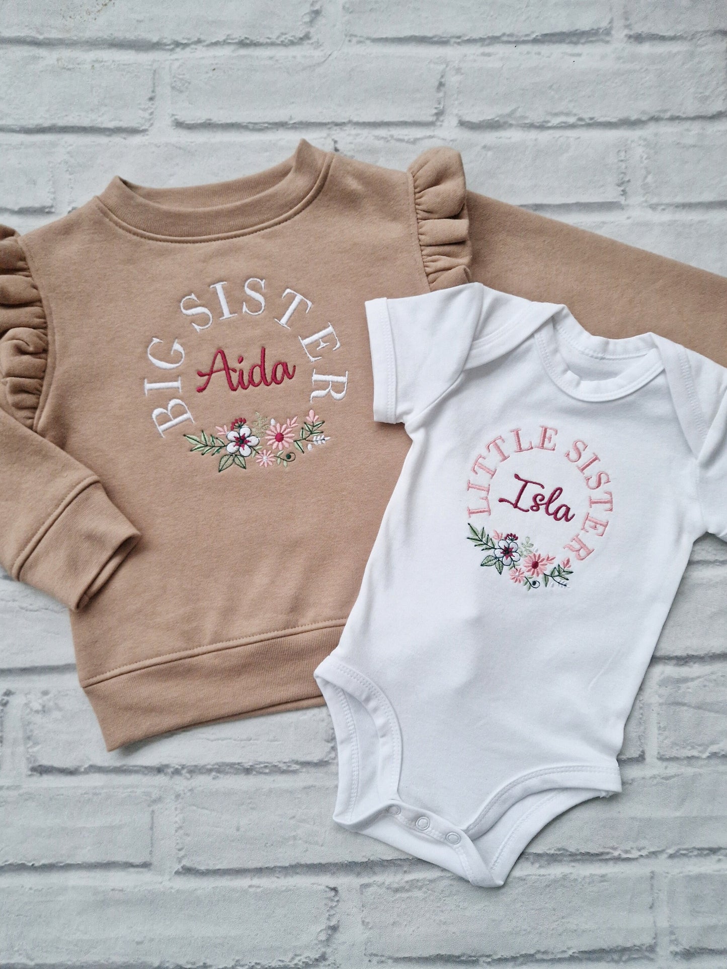 Big Sister Sweatshirt - Flowers Design