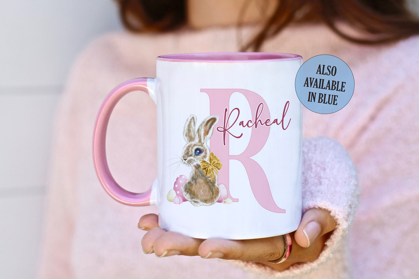 Vintage Bunny Initial Mug