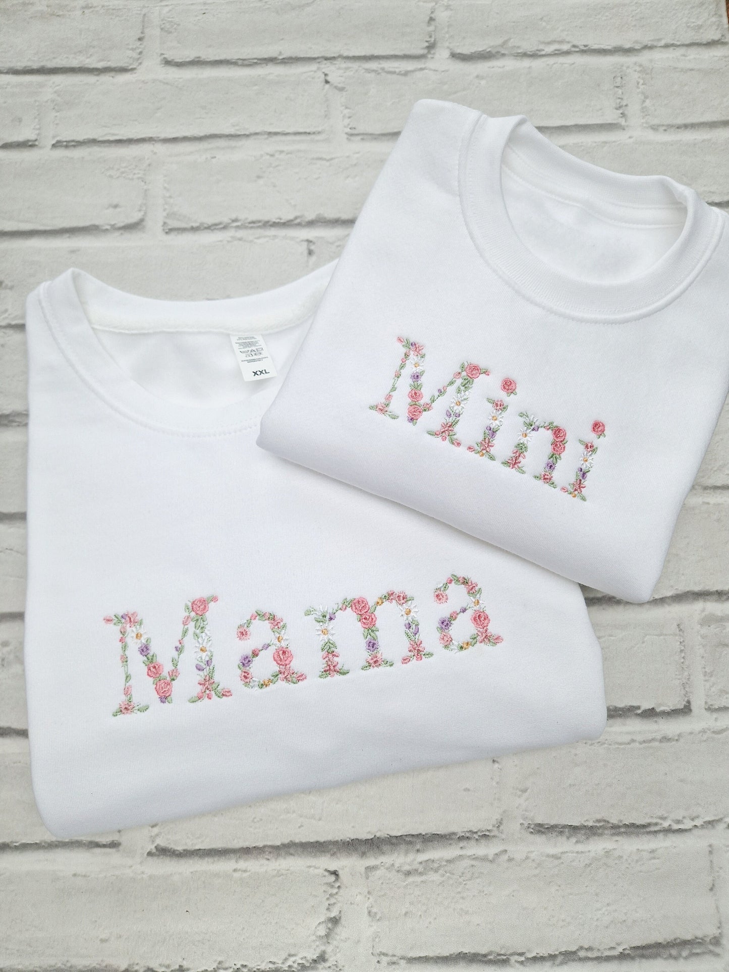 MAMA and MINI Embroidered Sweatshirts