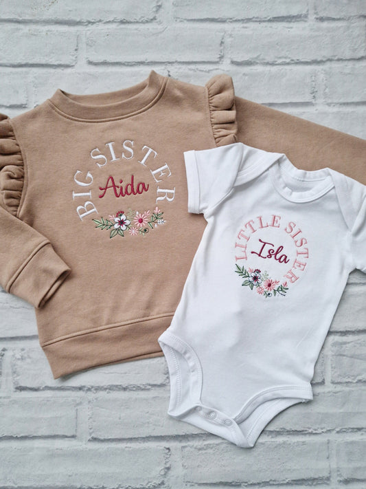 Little Sister Baby Vest - Flowers Design