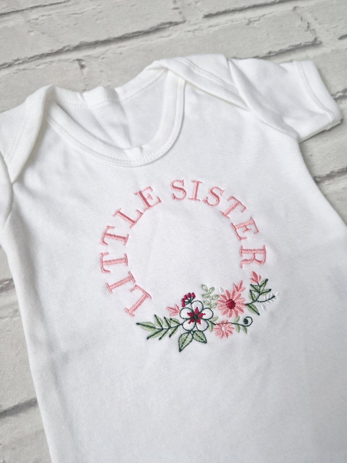 Little Sister Baby Vest - Flowers Design