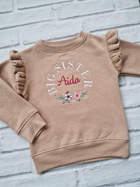 Big Sister Sweatshirt - Flowers Design