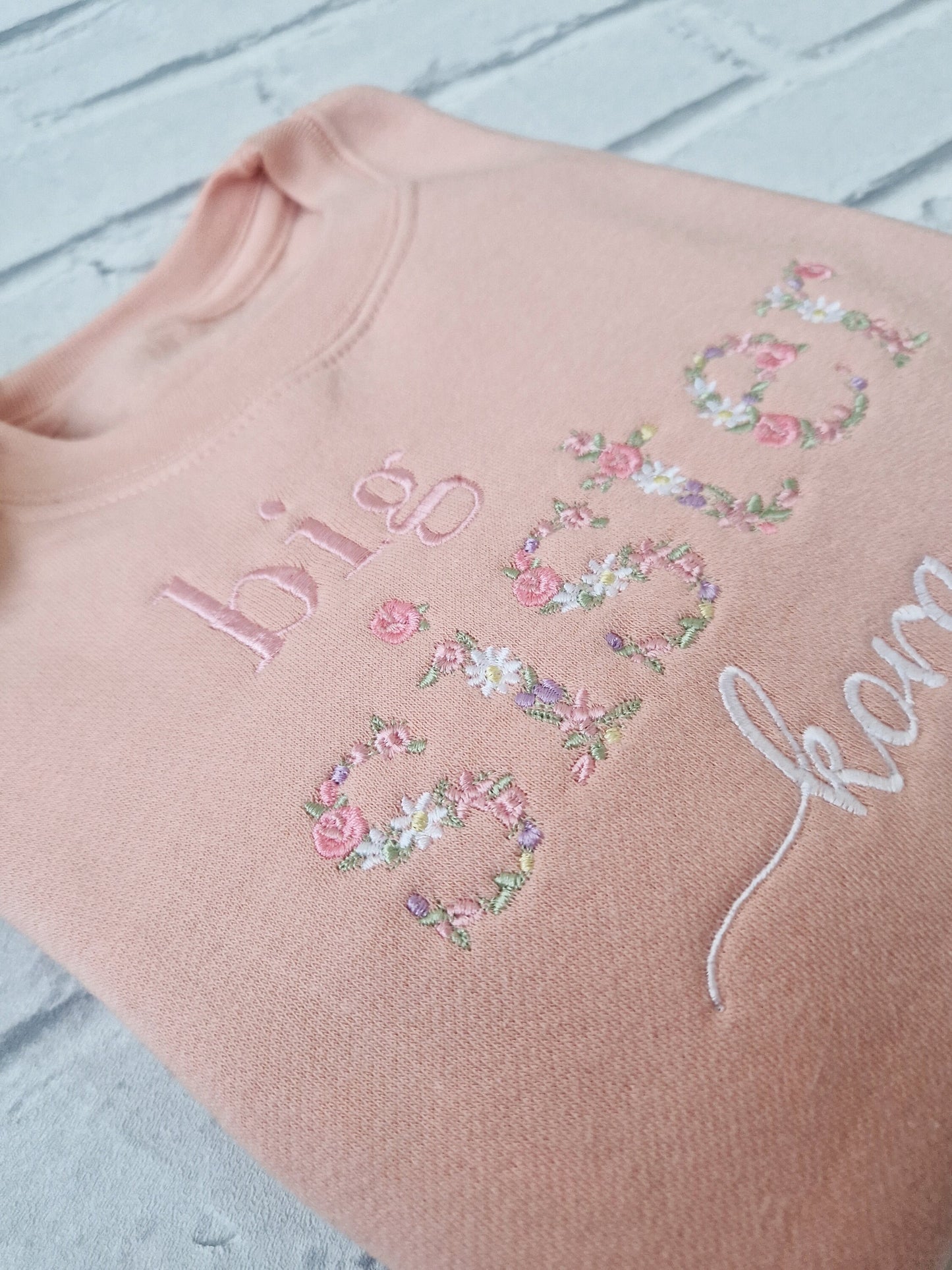 Big Sister Sweatshirt - Floral Letters