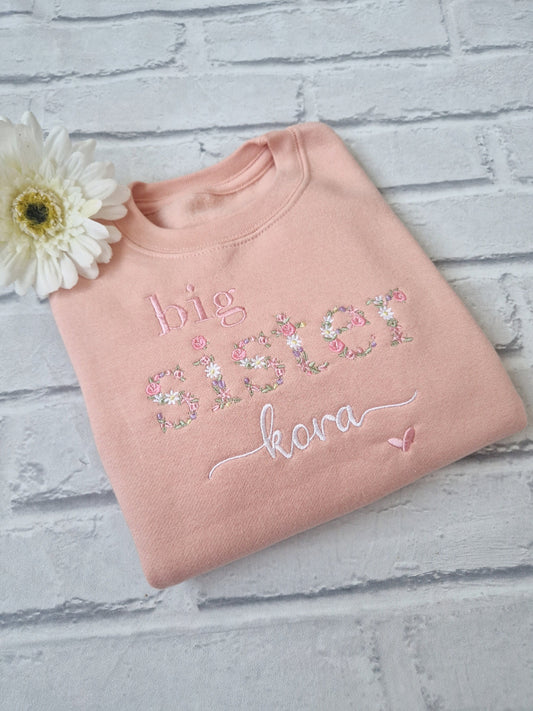 Big Sister Sweatshirt - Floral Letters