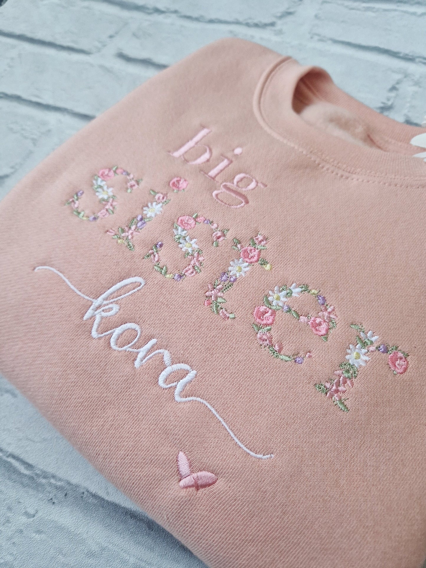 Big Sister Sweatshirt - Floral Letters