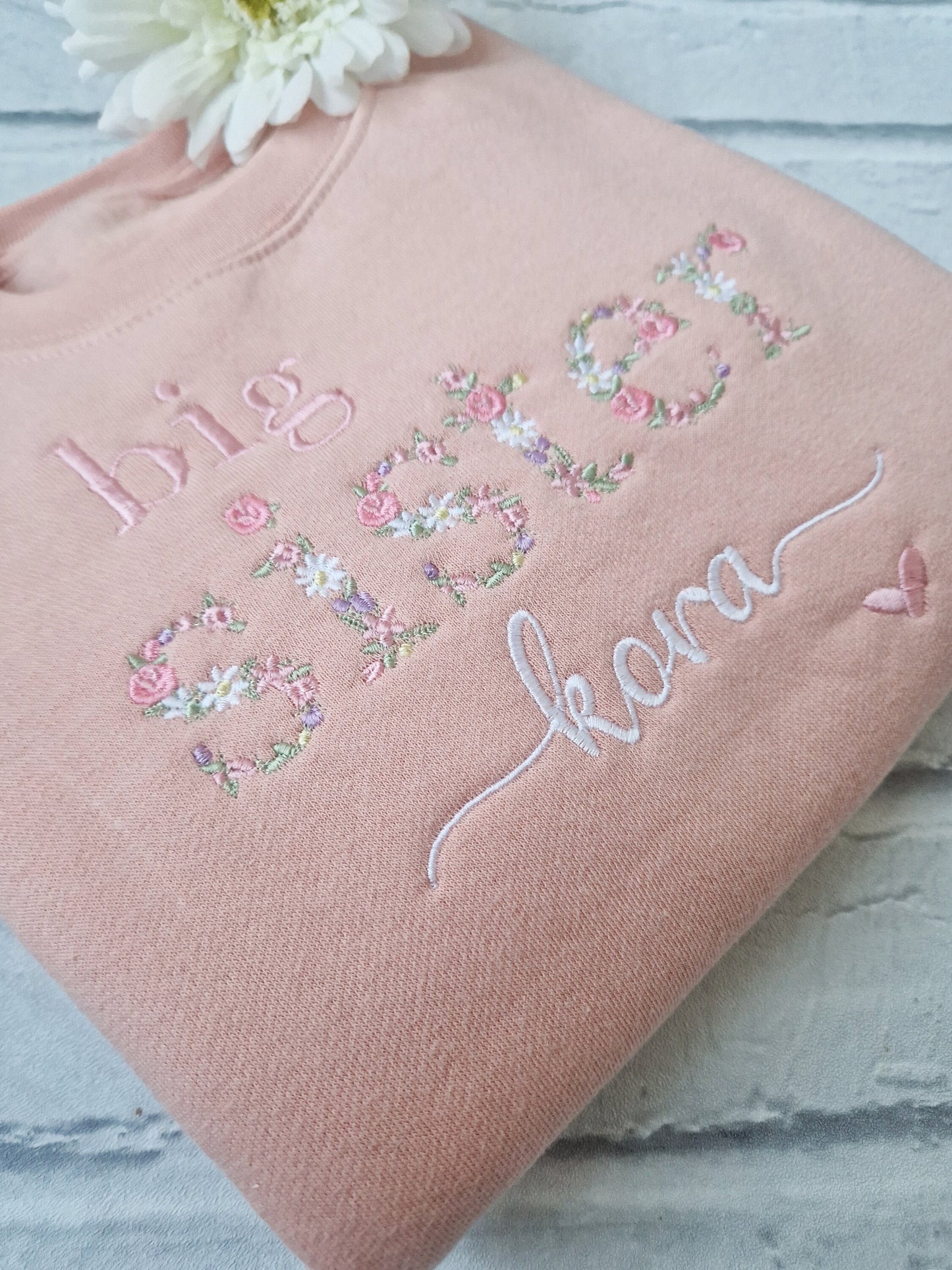 Big Sister Sweatshirt - Floral Letters