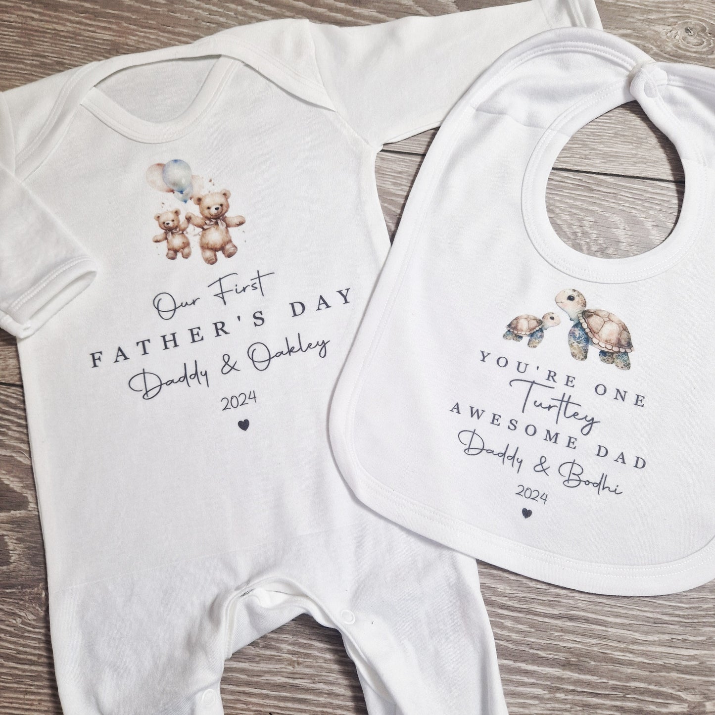 First Father's Day - Bib, Vest of Romper - Turtle Design